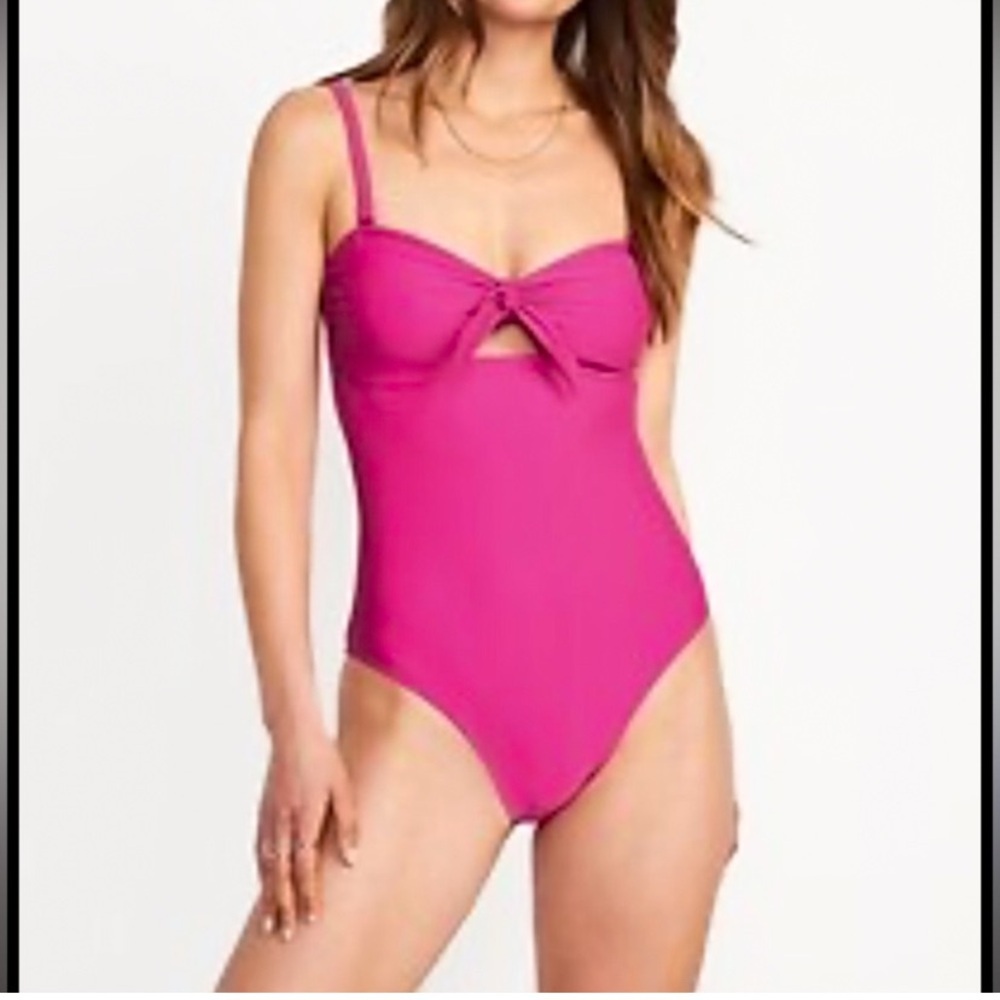 NWOT - Old Navy Tie-Front Keyhole Bandeau Style Swimsuit w/ Detachable Straps